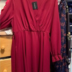 Soochic Deep Red Wrap Dress